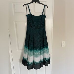 White House Black Market Rain Forest Dip Dye Fit & Flair Dress Size 4